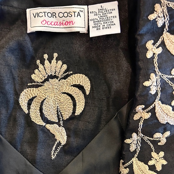 Size-L Whispers of Light Closet /Victor Costa Rare Embroidered Statement Jacket - Picture 5 of 16